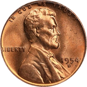 image for: 1954-D/D/D Lincoln Cent. RPM-2. Repunched Mintmark. MS-65 RD (ANACS).