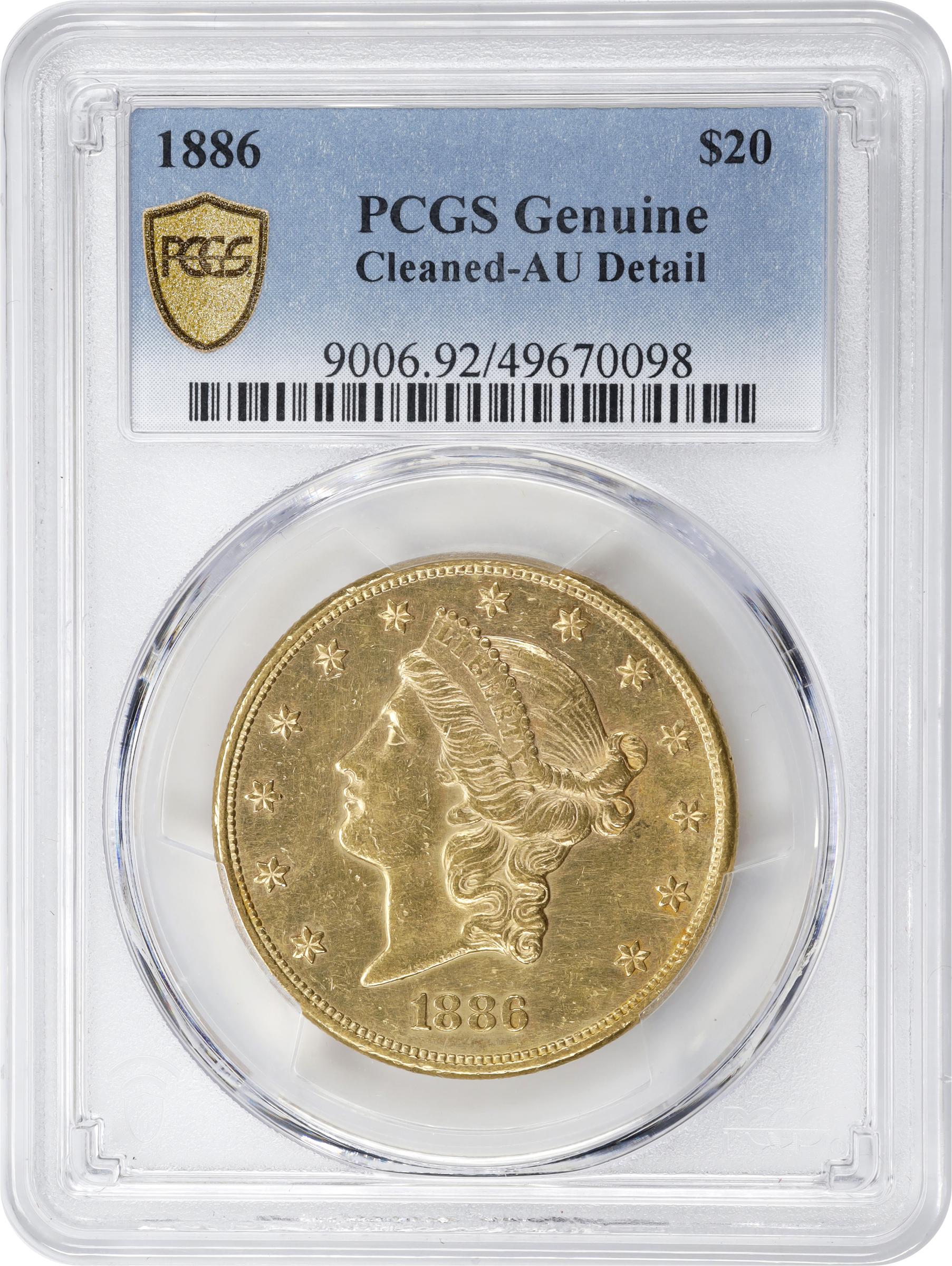 image for: 1886 Liberty Head Double Eagle. AU Details--Cleaned (PCGS).