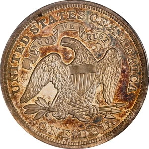 image for: 1870 Pattern Dollar. Judd-1014, Pollock-1148. Rarity-7-. Silver. Reeded Edge. Proof-65+ Cameo (PCGS). CAC.
