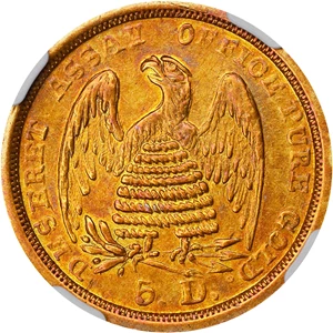 image for: 1860 Mormon $5. K-6. Rarity-5. AU Details--Scratches (NGC).