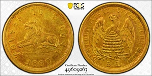 image for: 1860 Mormon $5. K-6. Rarity-5. AU Details--Scratches (NGC).