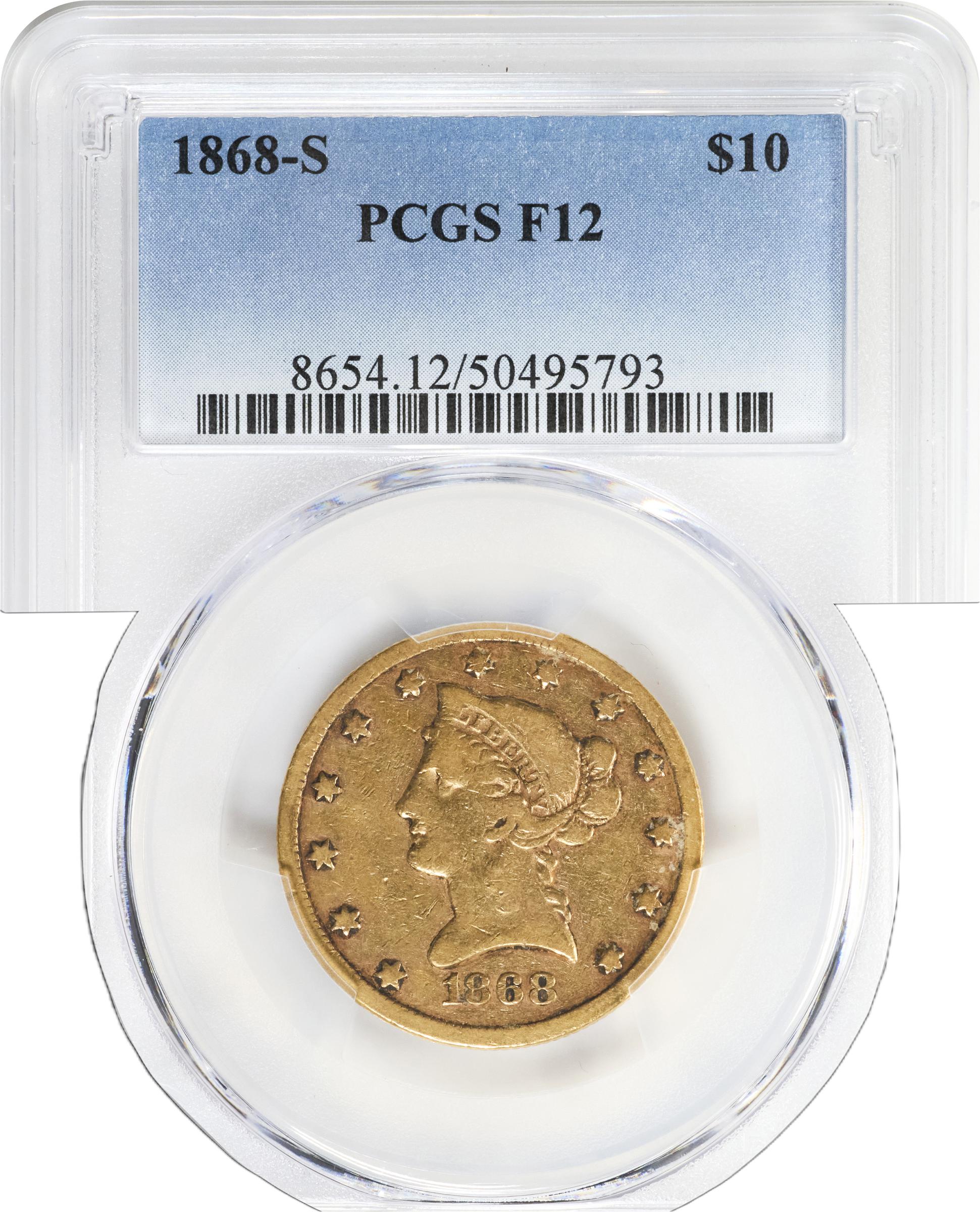 image for: 1868-S Liberty Head Eagle. Fine-12 (PCGS).