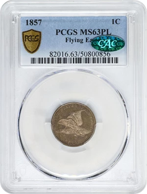 image for: 1857 Flying Eagle Cent. Snow-2, FS-401b. Type of 1856. MS-63 PL (PCGS). CAC.
