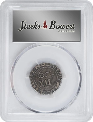 image for: 1652 Oak Tree Shilling. Noe-5, Salmon 3-D, W-470. Rarity-2. IN at Bottom. Fine Details--Excessively Clipped (PCGS).