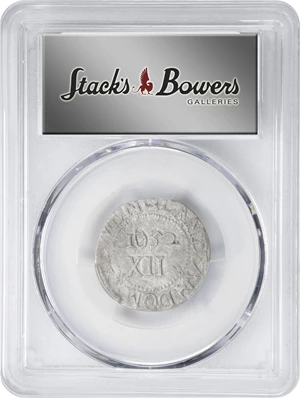 image for: 1652 Oak Tree Shilling. Noe-6, Salmon 4-D, W-480. Rarity-6. IN at Bottom. EF Details--Environmental Damage (PCGS).
