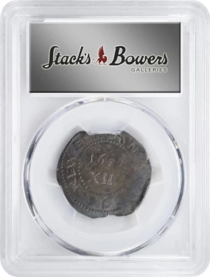 image for: 1652 Oak Tree Shilling. Noe-12, Salmon 9a-Fii, W-510. Rarity-6. IN at Bottom. Fine-12 (PCGS).