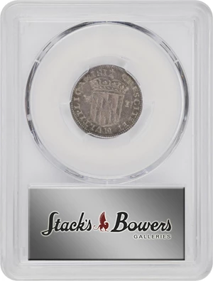 image for: Undated (1659) Lord Baltimore Sixpence. Hodder 2-C, W-1060. Rarity-5. Small Bust, No Stop. Silver. EF-45 (PCGS).