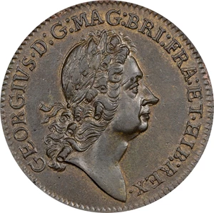 image for: Undated (1722) Rosa Americana Twopence. Martin 2.1-B.1, W-1322. Rarity-3. Motto in Ribbon. AU-58 (PCGS).