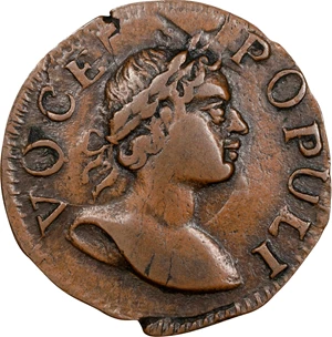 image for: 1760 Voce Populi Farthing. Nelson-1, W-13800. Rarity-5. Large Letters. EF-45 (PCGS).