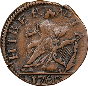 image for: 1760 Voce Populi Farthing. Nelson-1, W-13800. Rarity-5. Large Letters. EF-45 (PCGS).