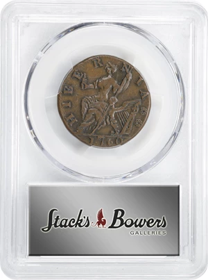 image for: 1760 Voce Populi Halfpenny. Nelson-12, Zelinka 15-N, W-13950. Rarity-3. P in Front of Face. AU-50 (PCGS).