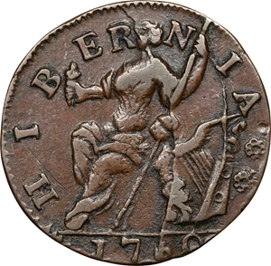 image for: 1760 Voce Populi Halfpenny. Nelson-13, Zelinka 14-M, W-13960. Rarity-4. P Below Bust. AU-53 (PCGS).