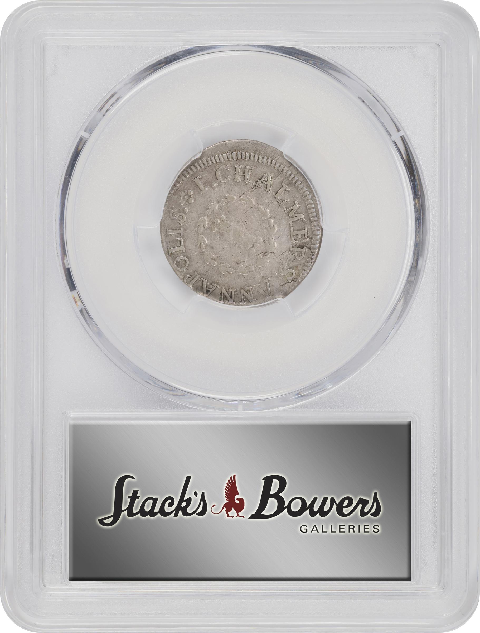 image for: 1783 John Chalmers Shilling. W-1790. Rarity-4. Birds, Long Worm. EF-40 (PCGS).