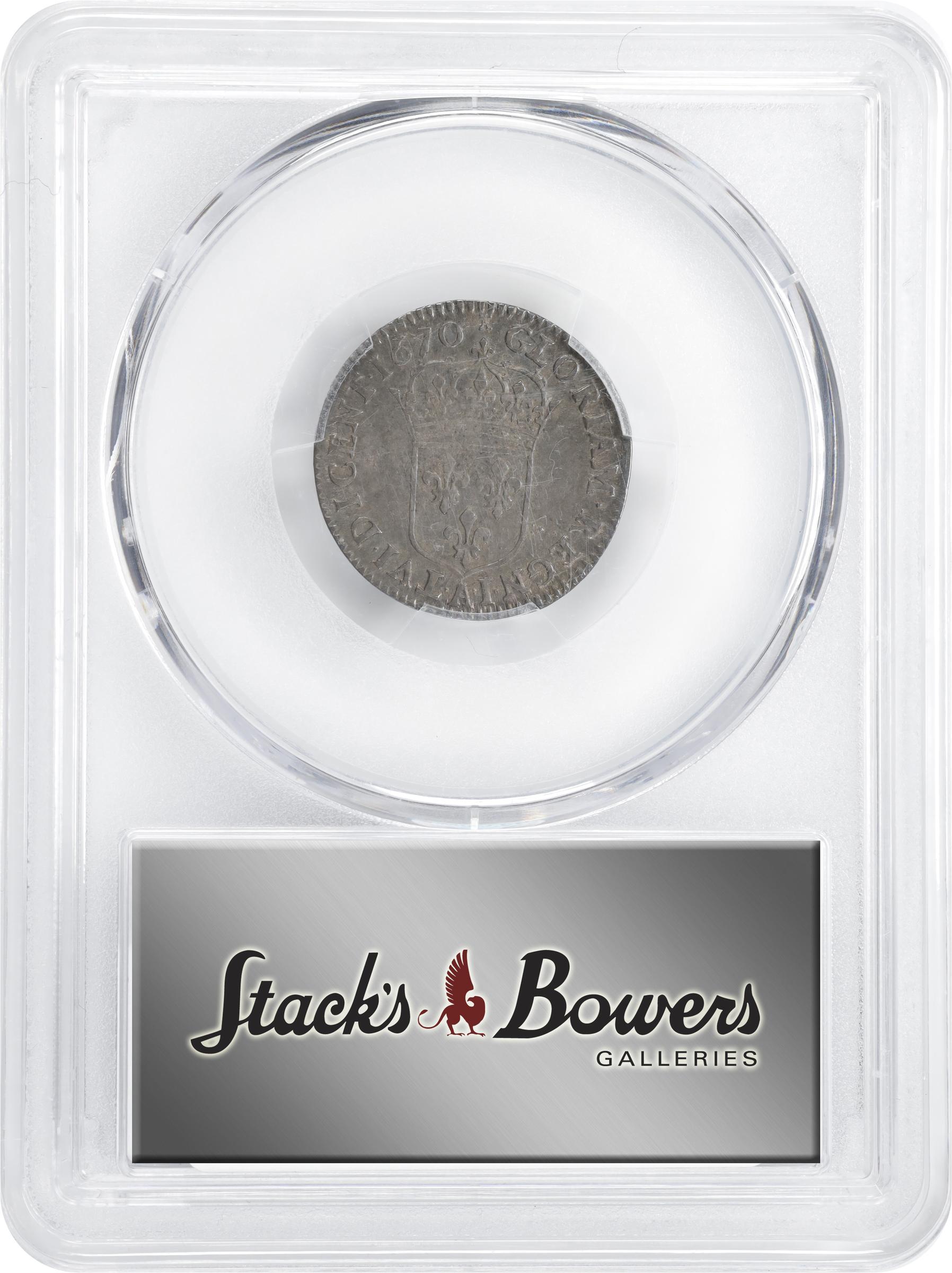 image for: 1670-A 5 Sols. Paris Mint. Martin 6-D, Lecompte-186, Hodder-3, W-11605. AU-55 (PCGS).