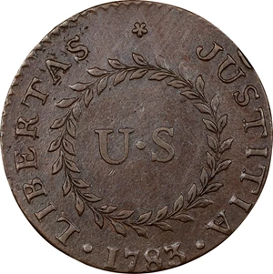 image for: 1783 Nova Constellatio Copper. Crosby 2-B, W-1865. Rarity-2. CONSTELLATIO, Pointed Rays, Small U.S. AU-50 (PCGS).