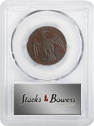 image for: 1787 Immunis Columbia Copper / Large Eagle Reverse. W-5680. Rarity-4+. Plain Edge, Narrow Planchet. AU-53 (PCGS).