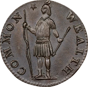 image for: 1788 Massachusetts Half Cent. Ryder 1-B, W-6010. Rarity-2. AU-58 (PCGS).