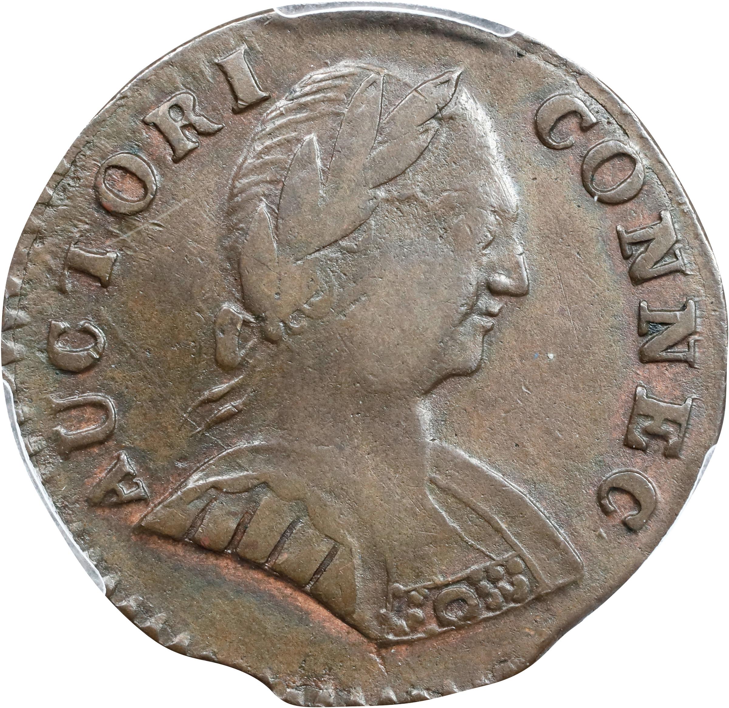 image for: 1787 Connecticut Copper. Miller 1.1-A, W-2700. Rarity-3. Mailed Bust Right, Small Head, ETLIB INDE. EF-40 (PCGS).