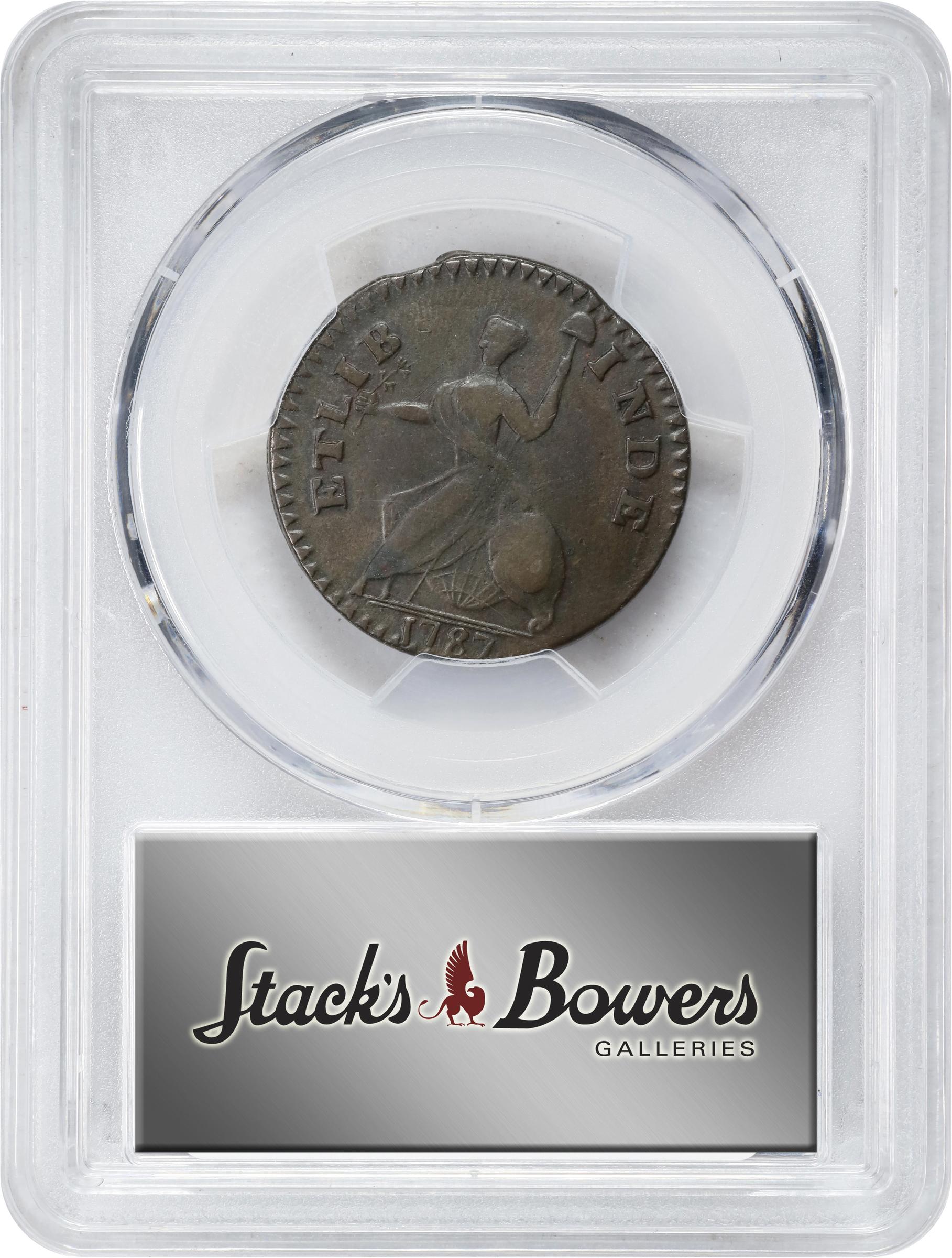 image for: 1787 Connecticut Copper. Miller 1.1-A, W-2700. Rarity-3. Mailed Bust Right, Small Head, ETLIB INDE. EF-40 (PCGS).