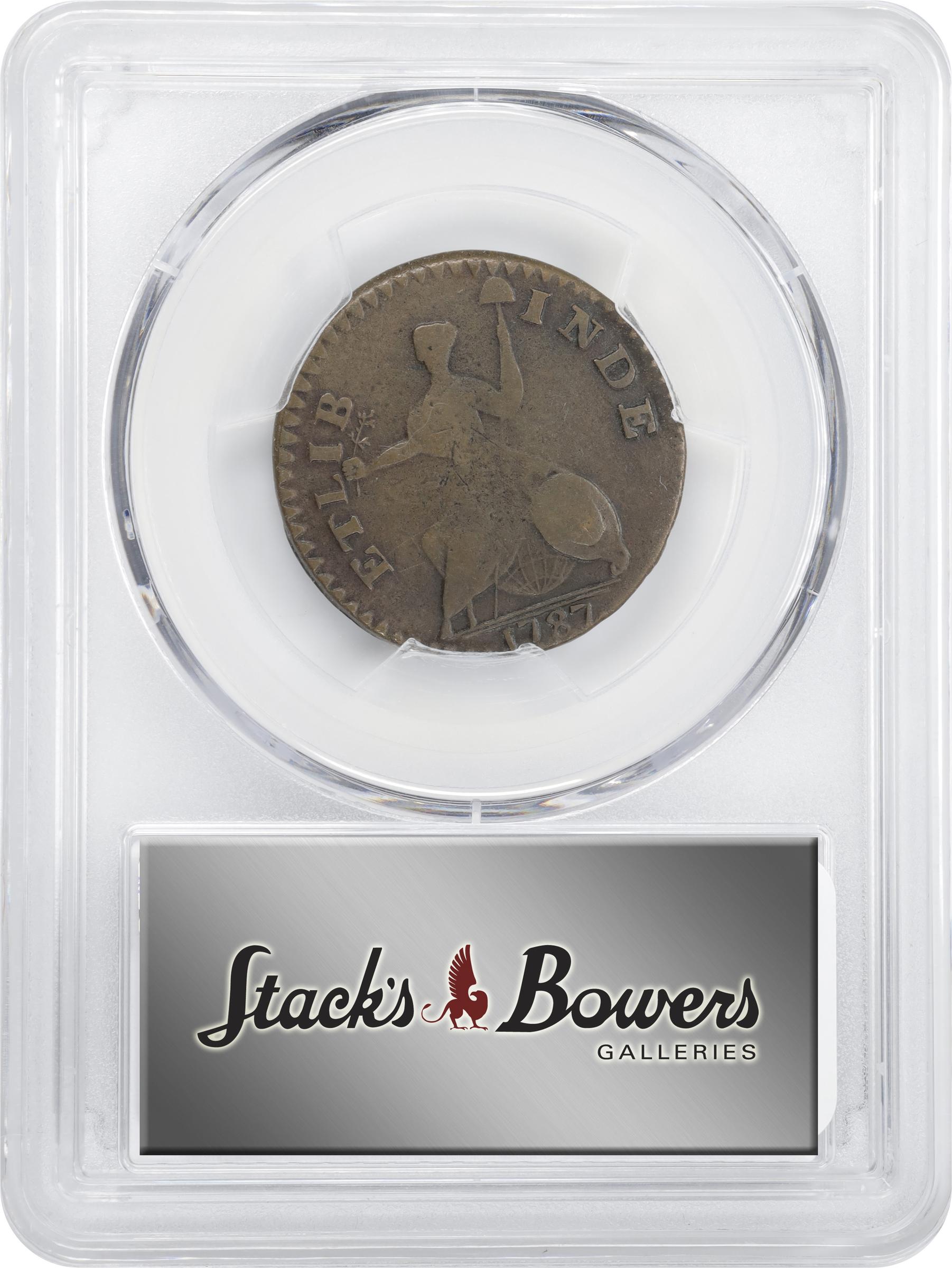image for: 1787 Connecticut Copper. Miller 1.1-A, W-2700. Rarity-3. Mailed Bust Right, Small Head, ETLIB INDE. VF-30 (PCGS).