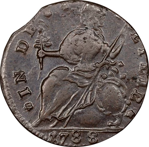 image for: 1788 Connecticut Copper. Miller 16.3-N, W-4610. Rarity-2. Draped Bust Left. AU-55 (PCGS).