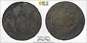 image for: 1787 Excelsior Copper. W-5785. Rarity-6. Eagle on Globe Facing Left. Fine Details--Excessive Corrosion (PCGS).