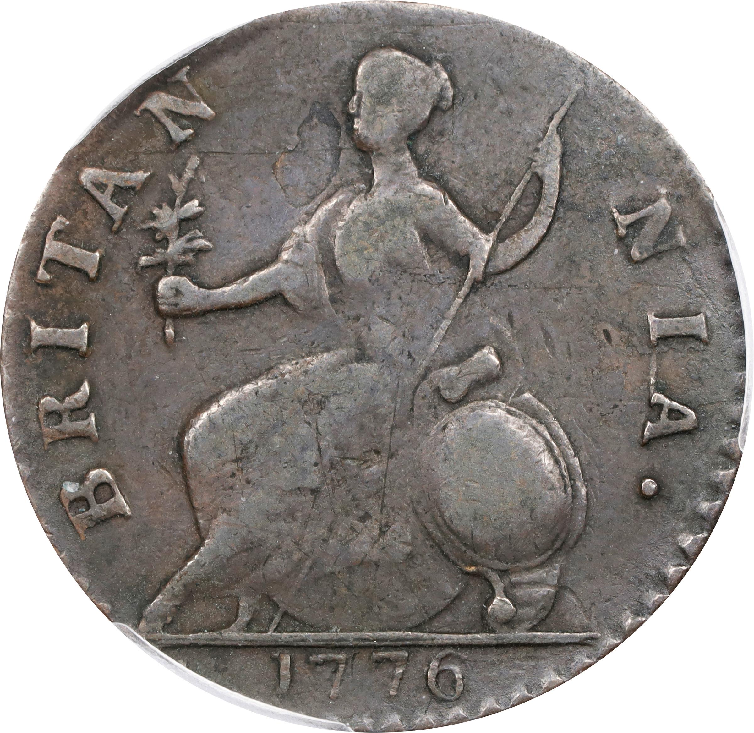 image for: 1776 Machin's Mills Halfpenny. Vlack 6-76A, W-7790. Rarity-4. GEORGIVS III, Group I, Large Date. VF-35 (PCGS).