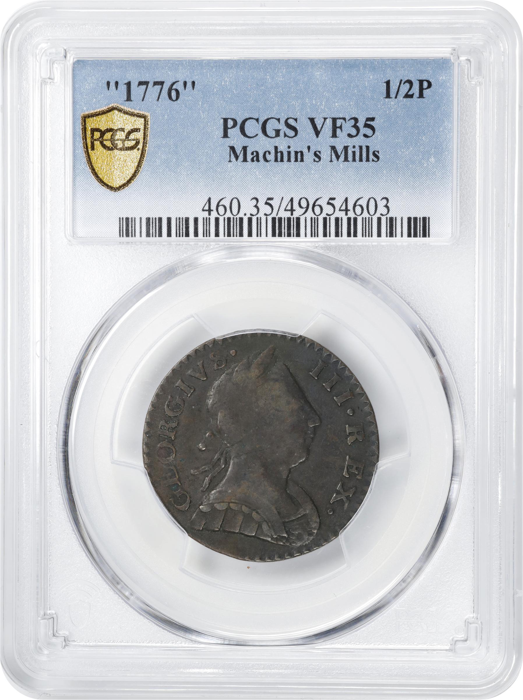 image for: 1776 Machin's Mills Halfpenny. Vlack 6-76A, W-7790. Rarity-4. GEORGIVS III, Group I, Large Date. VF-35 (PCGS).