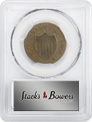 image for: 1786 New Jersey Copper. Maris 14-J, W-4810. Rarity-1. Straight Plow Beam, Stegosaurus Head. EF-45 (PCGS).