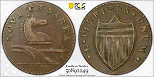 image for: 1786 New Jersey Copper. Maris 15-T, W-4825. Rarity-3. Straight Plow Beam, Leaning Head. EF-45 (PCGS).