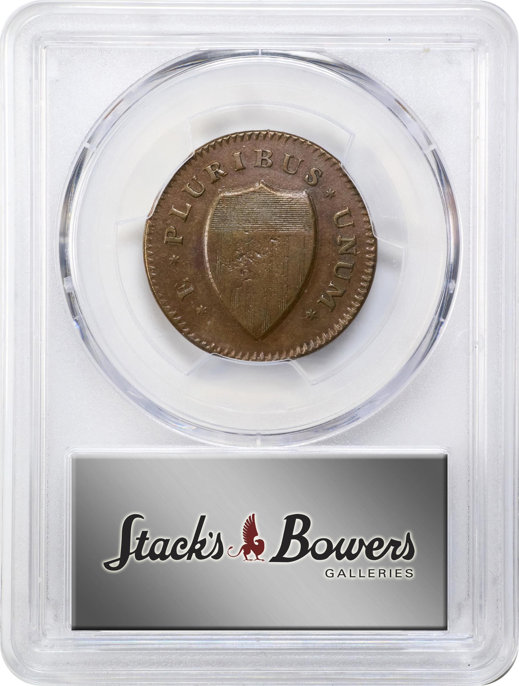 image for: 1786 New Jersey Copper. Maris 23-R, W-4945. Rarity-3. Curved Plow Beam, Narrow Shield, Blundered Six. EF-40 (PCGS).