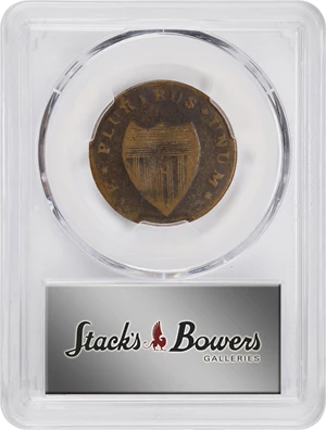 image for: 1786 New Jersey Copper. Maris 26-S, W-4985. Rarity-5. Straight Plow Beam, Blundered 6. Fine-12 (PCGS).
