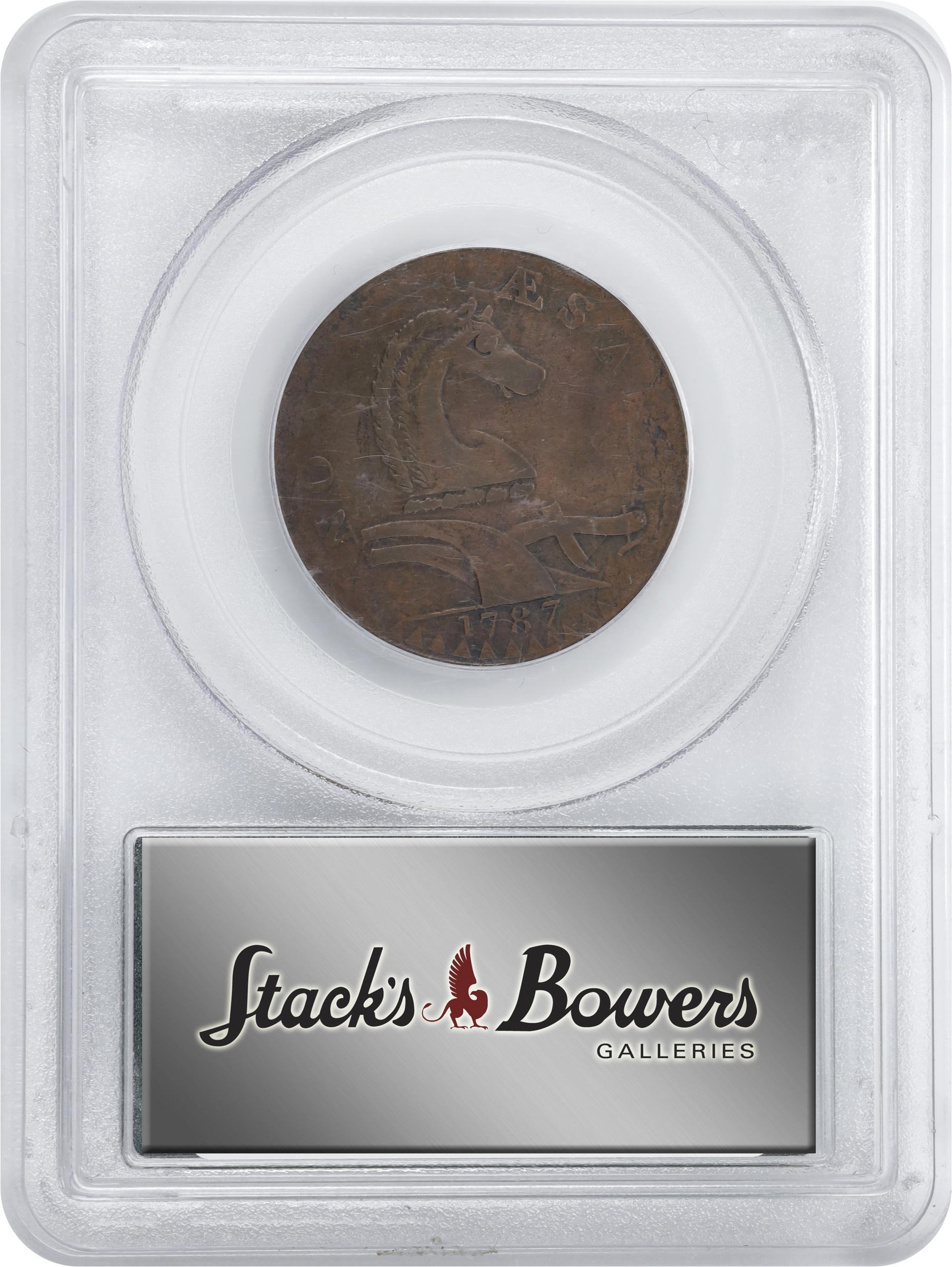 image for: 1787 New Jersey Copper. Maris 54-k, W-5295. Rarity-3. No Sprig Above Plow, Serpent Head. VF-35 (PCGS). OGH.