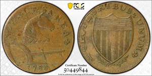 image for: 1788 New Jersey Copper. Maris 75-bb, W-5220. Rarity-4. Head Right, Running Fox Before Legend. AU Details--Environmental Damage (PCGS).