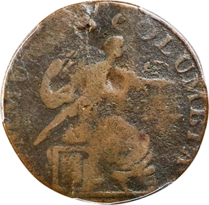 image for: 1785 Vermont Copper. RR-1, Bressett 26-Z, W-2250. Rarity-5. IMMUNE COLUMBIA. Good Details--Damage (PCGS).