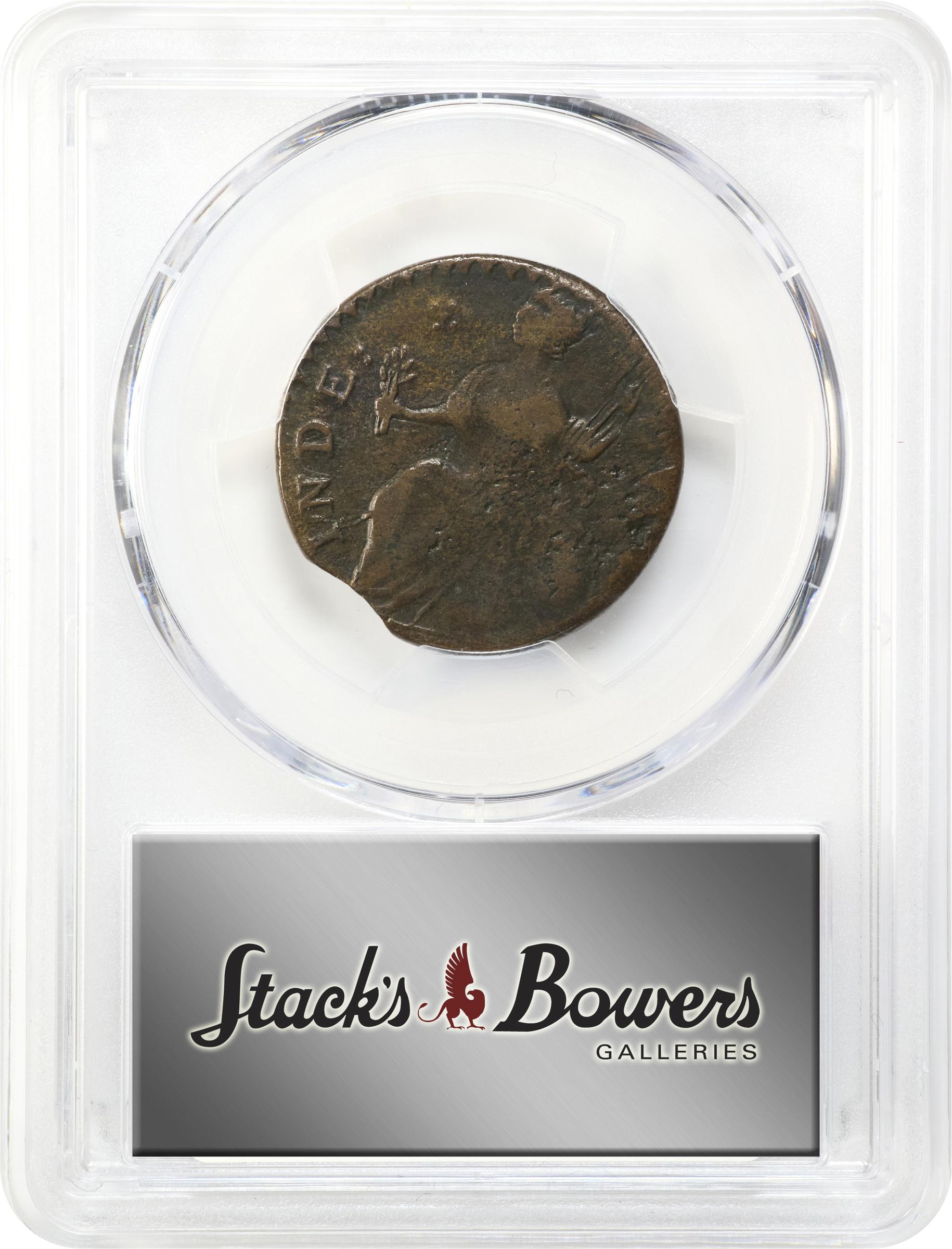 image for: 1786 Vermont Copper. RR-11, Bressett 9-H, W-2050. Rarity-4. Bust Left. VF-25 (PCGS).