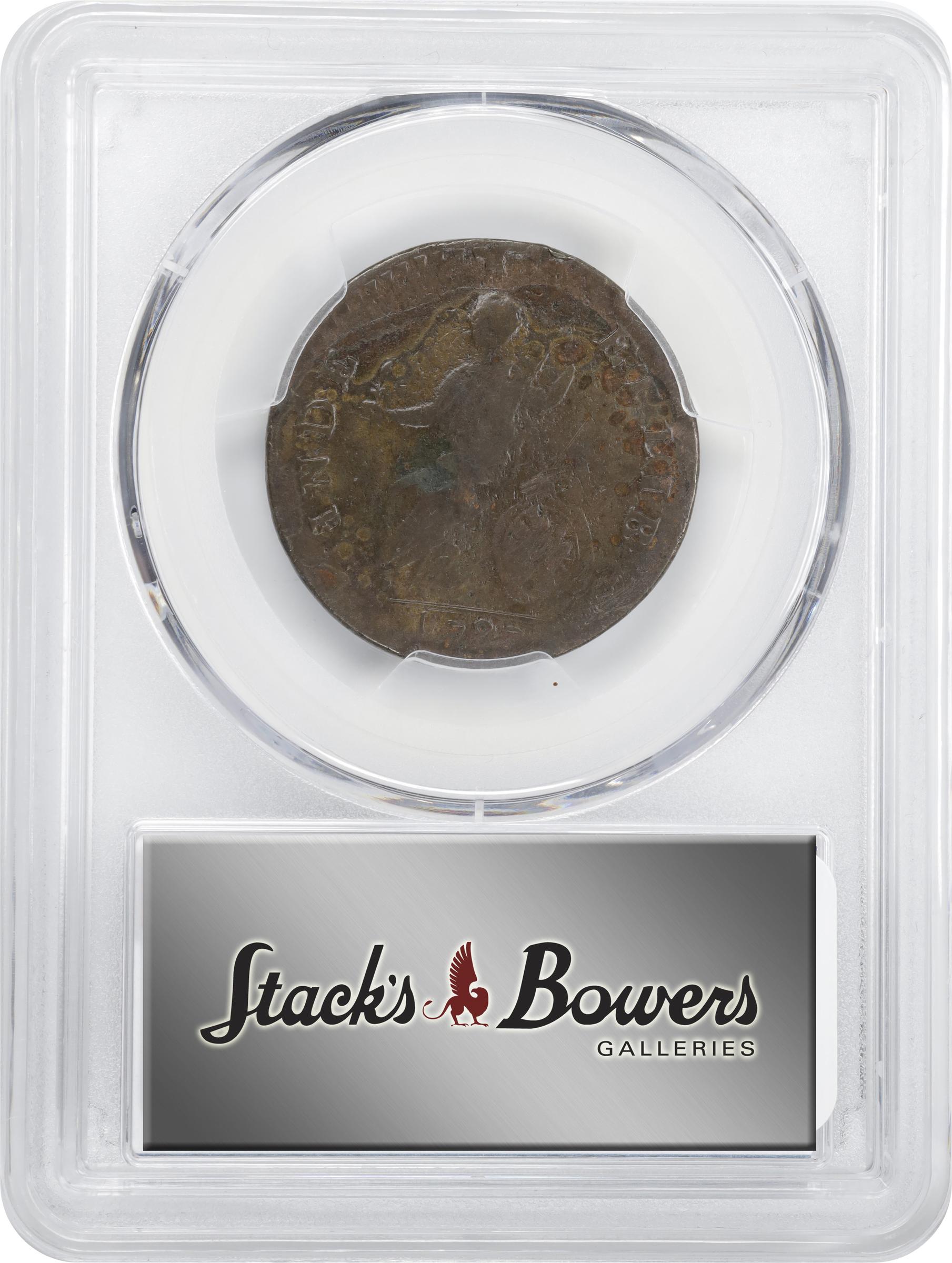 image for: 1787 Vermont Copper. RR-12, Bressett 11-K, W-2110. Rarity-3. Bust Right. Overstruck on a Nova Constellatio Copper. VF-25 (PCGS).