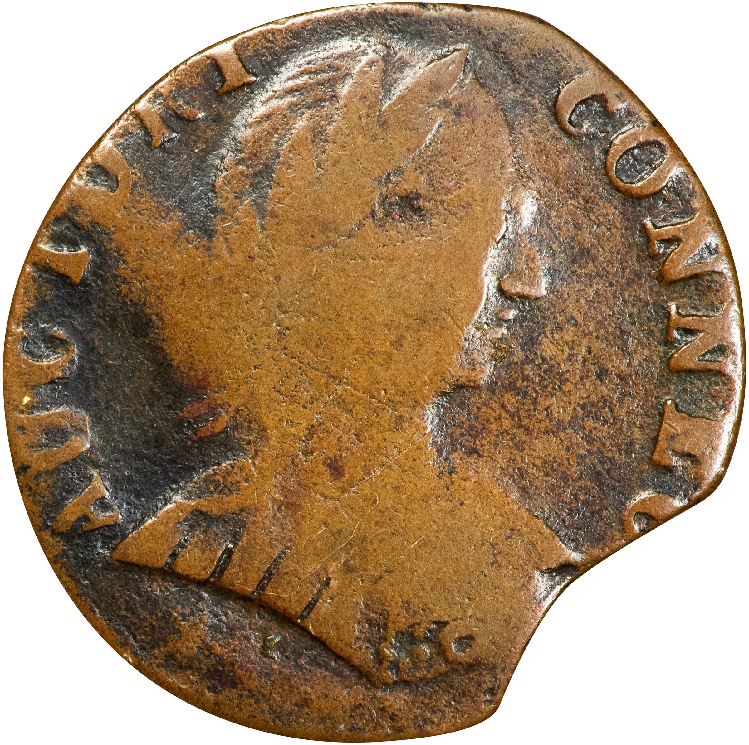 image for: 1788 Vermont Copper. RR-39, Bressett 25-U, Miller 1-I, W-2265 and W-4400. Rarity-5-. Mailed Bust Right, Small Head, Vermont Reverse. Very Good.