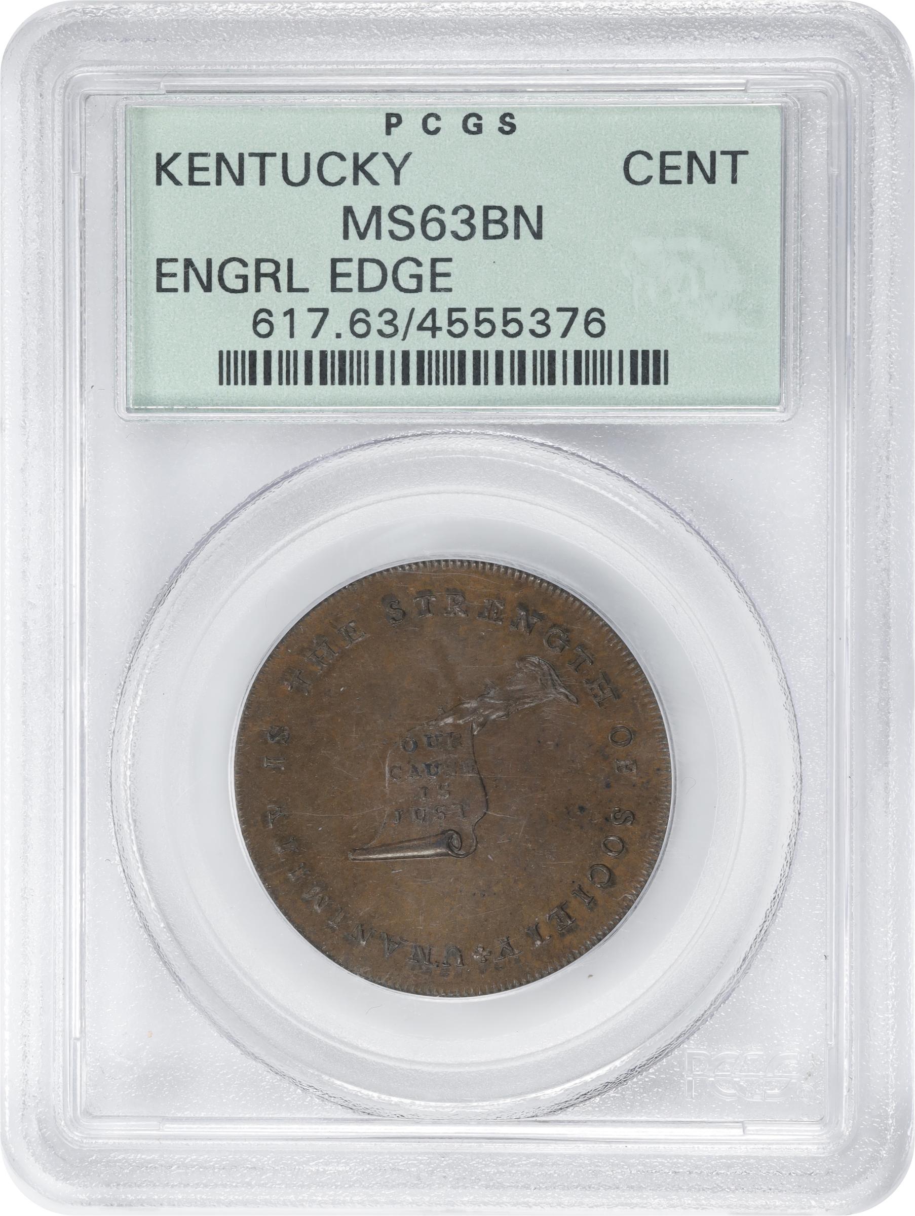 image for: Undated (ca. 1793-1795) Kentucky Token. W-8805. Rarity-5. Copper. Engrailed Edge. MS-63 BN (PCGS). OGH.