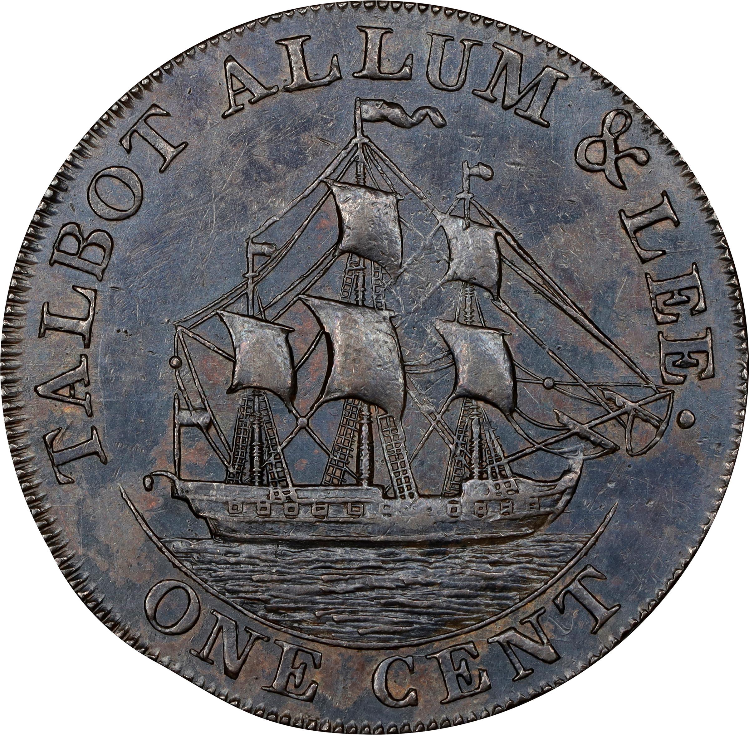 image for: 1794 Talbot, Allum & Lee Cent. Fuld-1, W-8560. Rarity-5. Without NEW YORK. Copper. AU Details--Environmental Damage (PCGS).