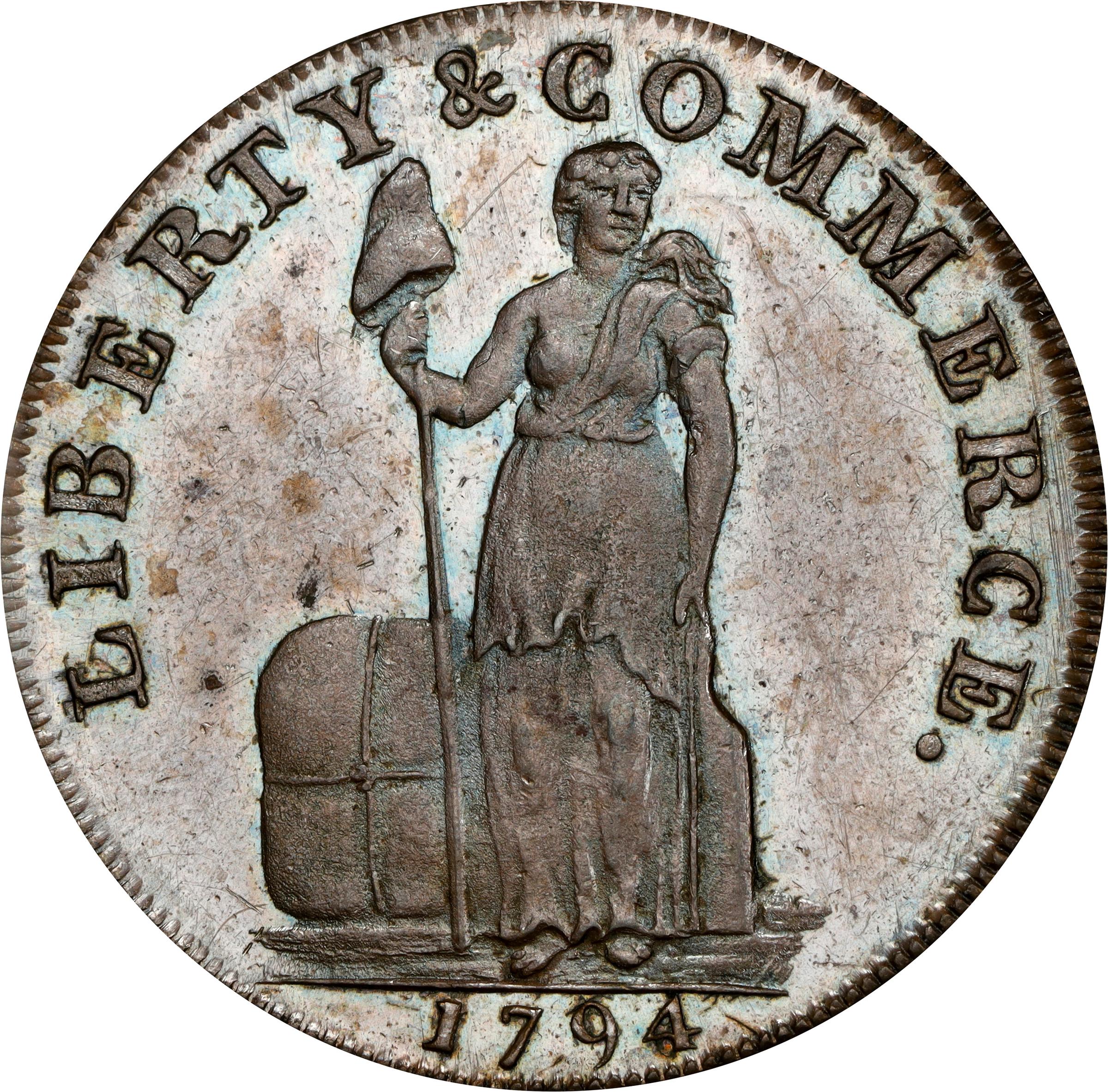 image for: 1794 Talbot, Allum & Lee Cent. Fuld-4, W-8590. Rarity-2. With NEW YORK. Small & on Reverse. Copper. Lettered Edge. Proof-62 BN (PCGS).
