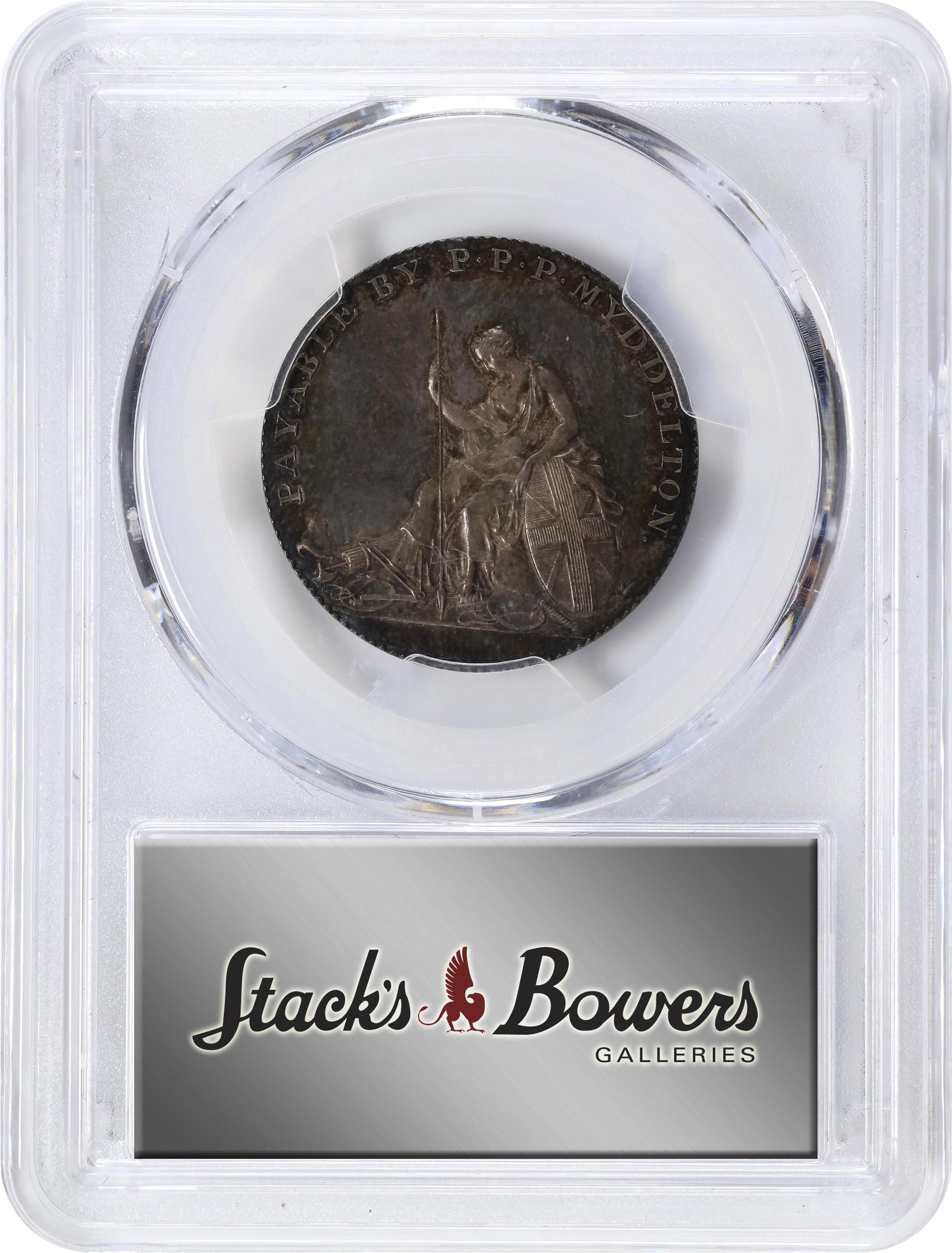 image for: 1796 Myddelton Token. W-8905. Rarity-6. Silver. Proof-64 (PCGS)