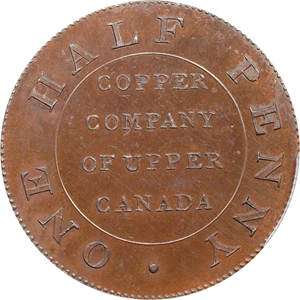 image for: "1796" Myddelton / Copper Company of Upper Canada Halfpenny Token Muling. Breton-722, W-8910. Copper. Proof-63 BN (PCGS).