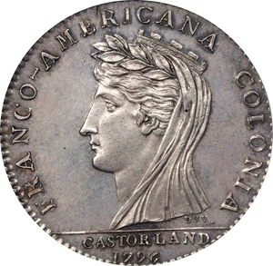 image for: 1796 Castorland Medal, or Jeton. Original. Lecompte-185, W-9100. Silver. Reeded Edge. AU-58 (PCGS). OGH.