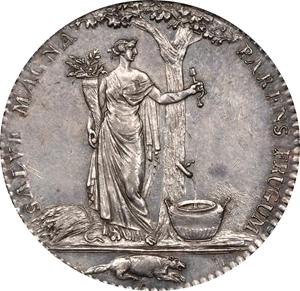 image for: 1796 Castorland Medal, or Jeton. Original. Lecompte-185, W-9100. Silver. Reeded Edge. AU-58 (PCGS). OGH.
