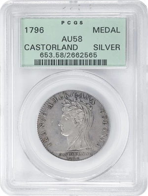 image for: 1796 Castorland Medal, or Jeton. Original. Lecompte-185, W-9100. Silver. Reeded Edge. AU-58 (PCGS). OGH.