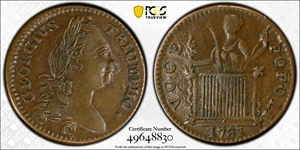 image for: 1783 Washington Georgivs Triumpho Token. Musante GW-54, Baker-7, W-10100. AU-53 (PCGS).