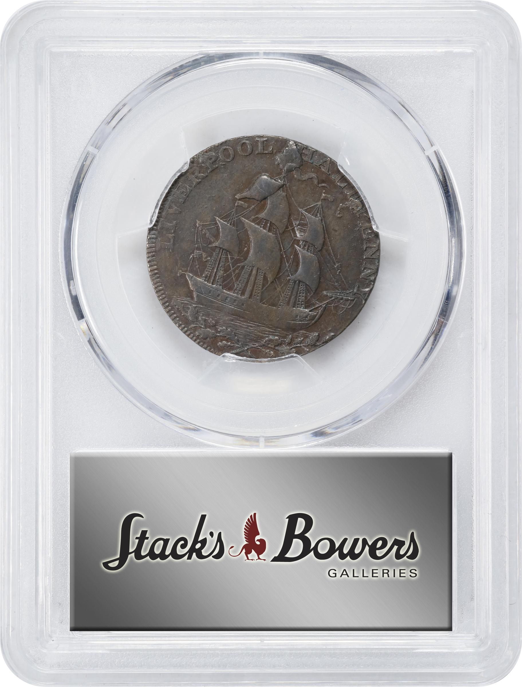 image for: 1791 Washington Liverpool Halfpenny. Musante GW-19, Baker-17, W-10650. Copper. Lettered Edge. AU-55 (PCGS).