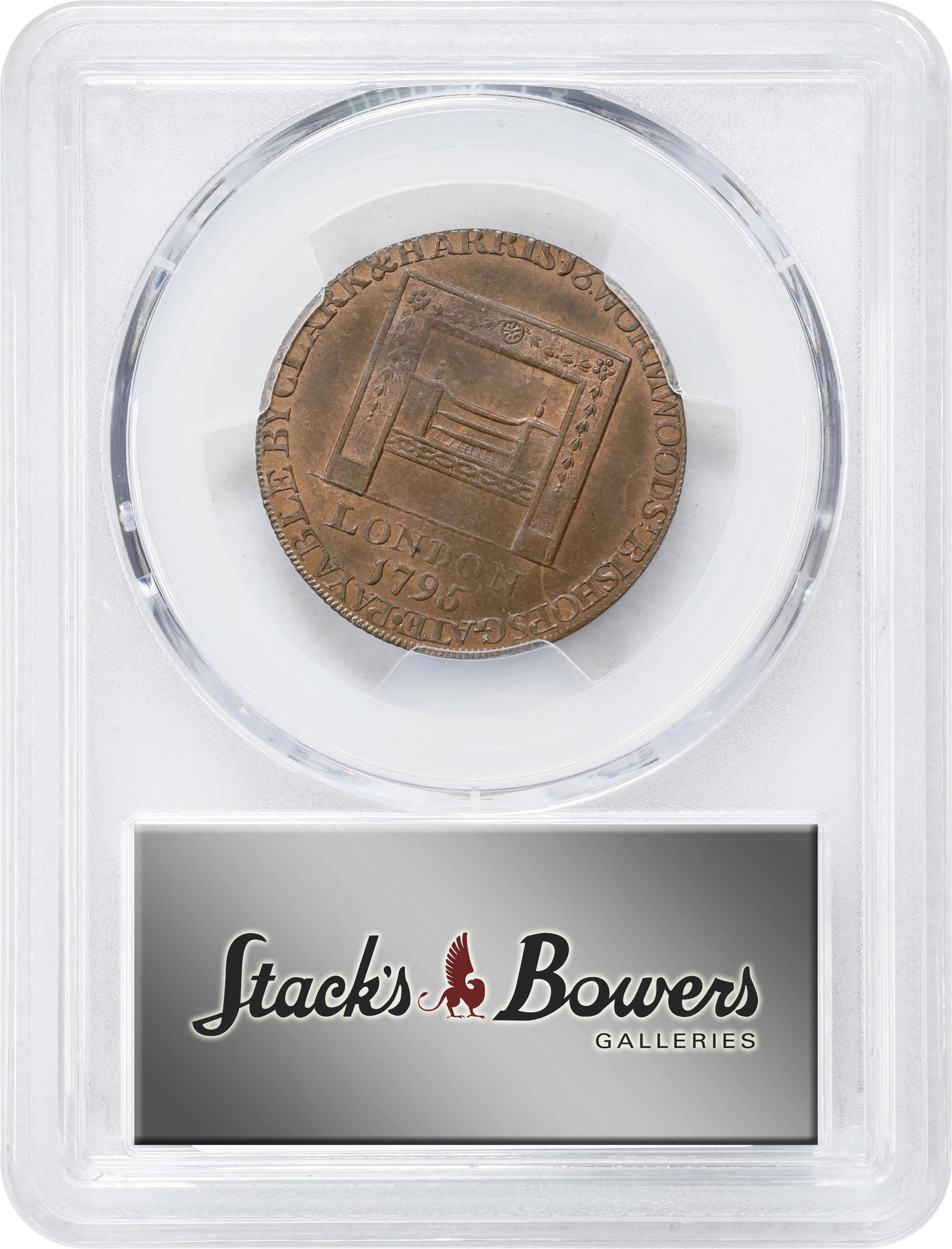image for: 1795 Washington Grate Halfpenny. Musante GW-49, Baker-29AA, W-10955. Large Buttons. Copper. Reeded Edge. MS-64 RB (PCGS).