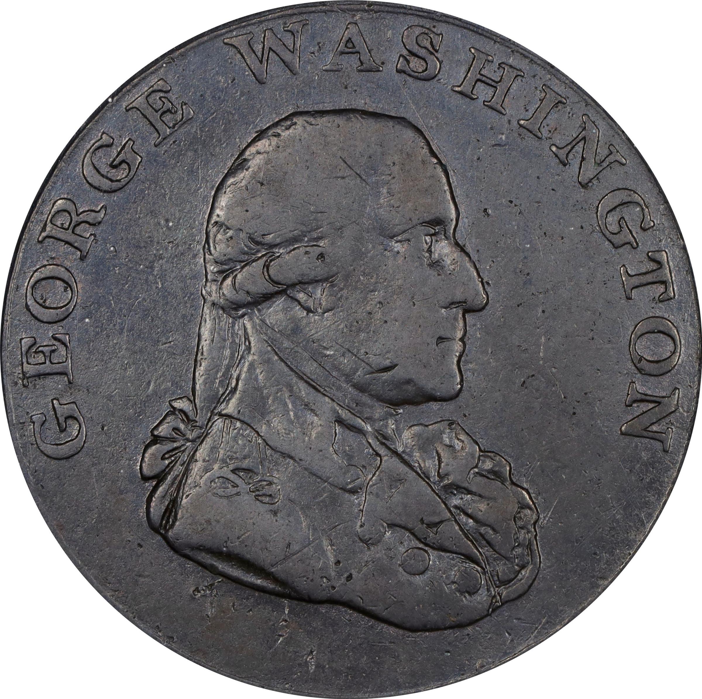 image for: 1795 Washington Liberty and Security Halfpenny. Musante GW-48, Baker-31A, W-11005. ASYLUM Edge. VF-35 (PCGS). OGH.